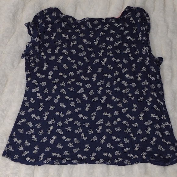 W5 Anthro Navy Blue Bicycle Print - Size Small Top - Picture 10 of 13